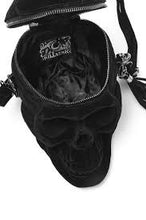 Carica l'immagine nel visualizzatore di Gallery, Killstar Grave Digger Skull Black Velvet Handbag
