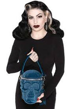 Carica l'immagine nel visualizzatore di Gallery, Killstar Grave Digger Skull Blue Velvet Handbag
