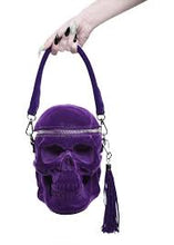 Carica l'immagine nel visualizzatore di Gallery, Killstar Grave Digger Skull Purple Velvet Handbag
