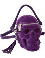 Carica l'immagine nel visualizzatore di Gallery, Killstar Grave Digger Skull Purple Velvet Handbag
