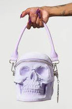Carica l'immagine nel visualizzatore di Gallery, Killstar Grave Digger Skull Lilac Velvet Handbag
